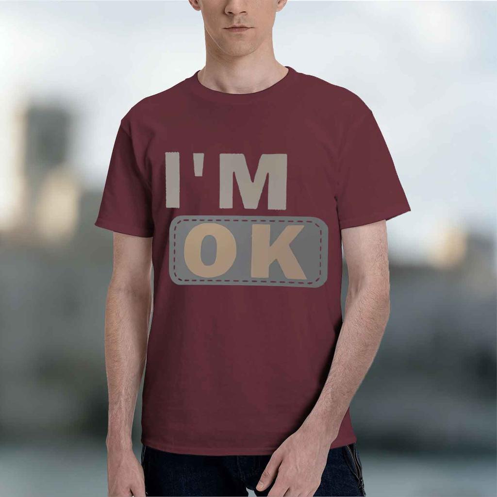 2026 New Model Unisexs Summer 100 Cotton Fashionable Casual Sports Loose Fashion Im Ok Letter Printed Round Neck Short Sleeved T
