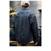 Men's Blue Striped Denim Long Sleeve Shirt Casual Pocket Detail Oversized Streetwear Top