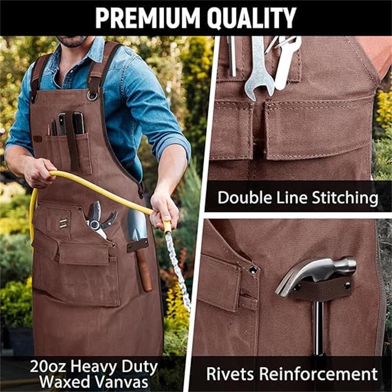 Waxed Canvas Apron: European & American Style for Gardening, Woodworking, and Kitchen