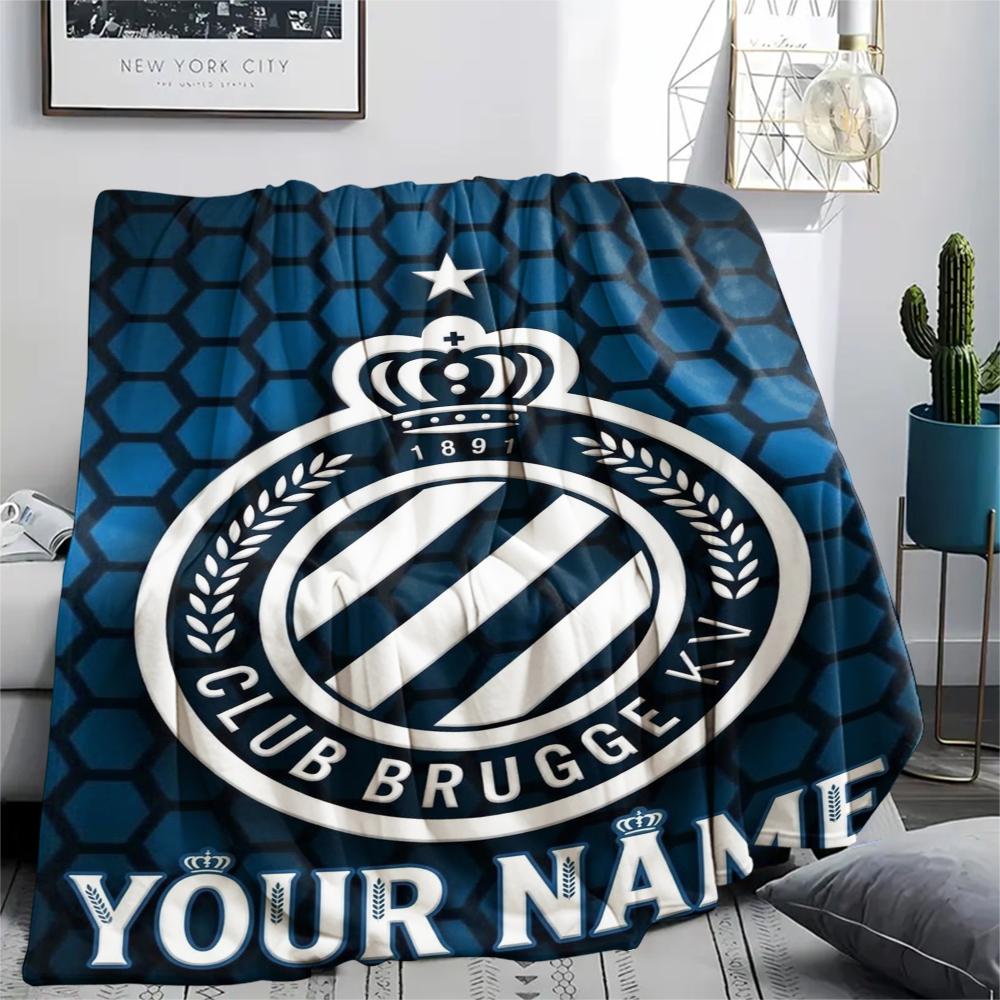 1PC Custom Name Club Brugge Kv Patterned Flannel Blanket Suitable For All Seasons for Home Decor Warmth and Comfort Gifts Holiday Present