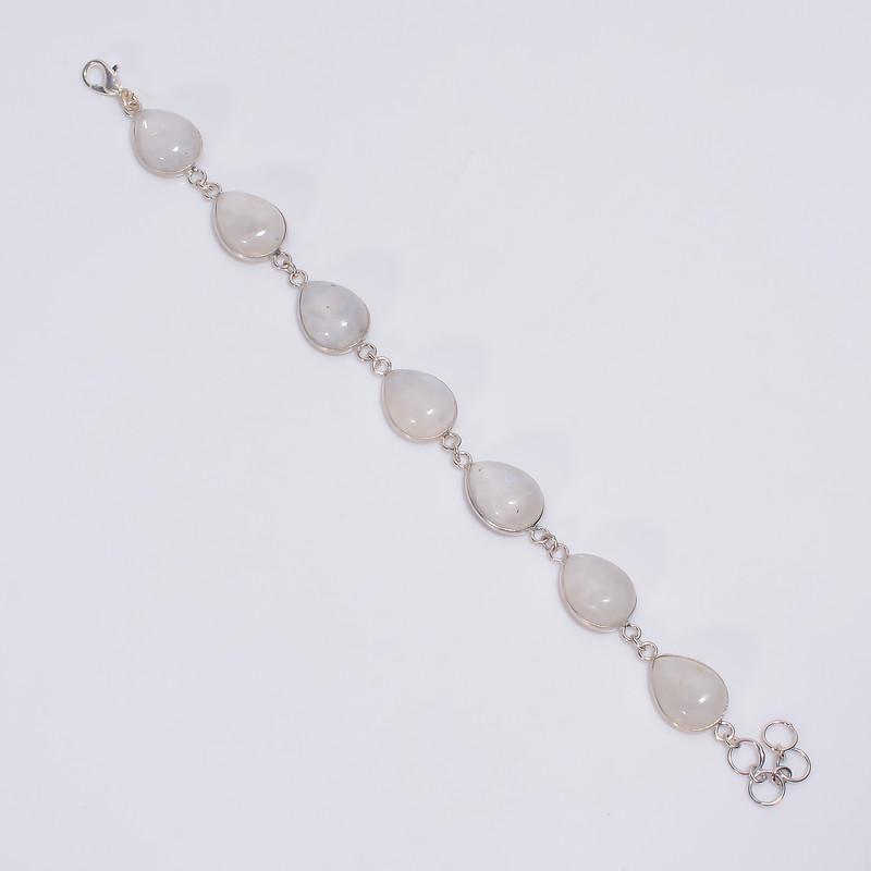 

Excellent Top Grade Qualite 100% Natural Rainbow Moonstone Pear Shape Ethnic Style Handmade Jewelry 925 Steling Silver Bracelet 7-8 WSJ4644 7-8 білий