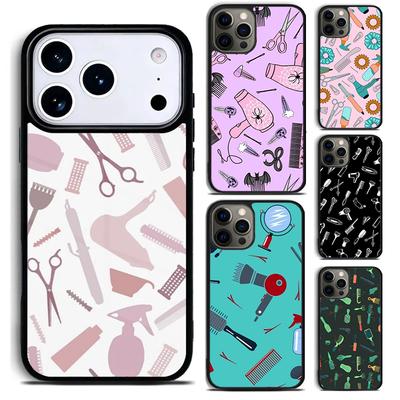 Hair Stylist Scissors Brush Phone Case for iPhone 17 16 15 Pro Max Air 14 13 12 11 Plus Shockproof Cover