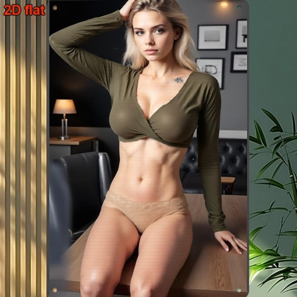 Vintage Bohemian Metal Wall Art Retro Lady Floral Design Home Decor 20x30cm