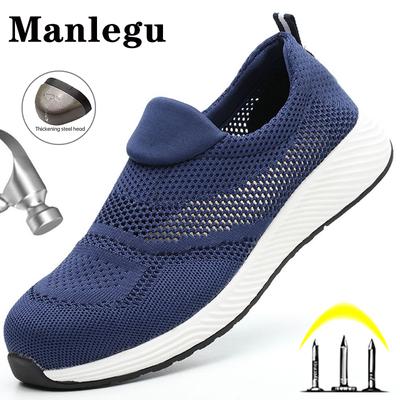 Summer Breathable Work Safety Shoes Men Women Work Sneakers Lightweight Steel Toe Indestructible Shoes Anti-Smash Anti-Punture Safety Work Boots