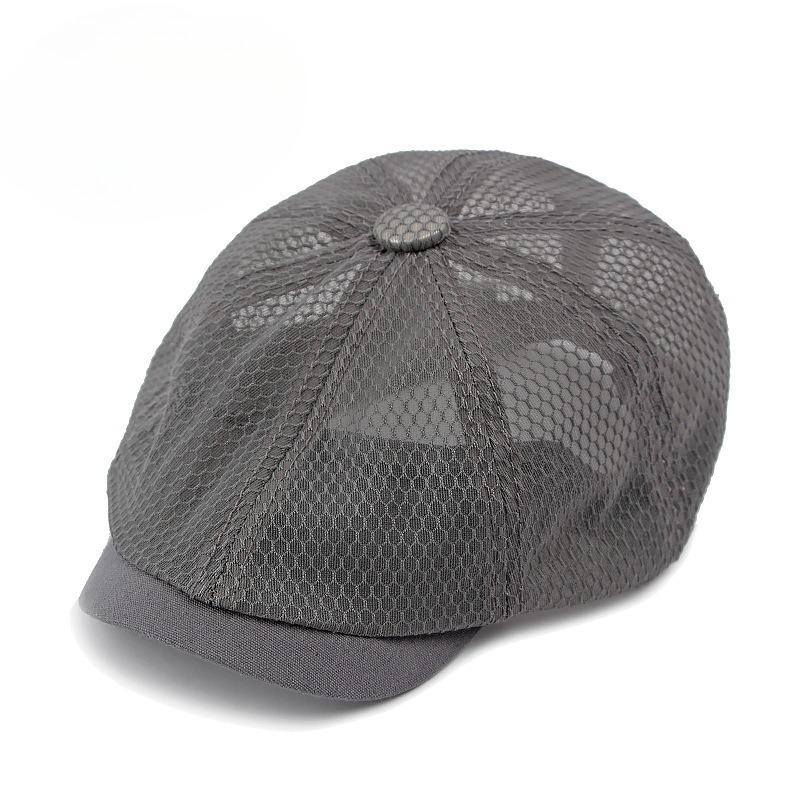Summer Full Mesh Newsboy Cap for Men Women Breathable Octagonal Hat British Retro Flat Cap Sun Protection Outdoor Painter Hat Peaked Cap