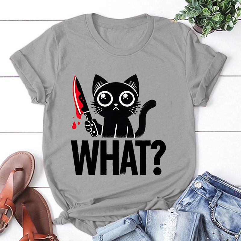 New Cat What Printed T Shirt Women Men Teens Fashion Hip Hop Harajuku Casual Short Sleeve Tops Tees