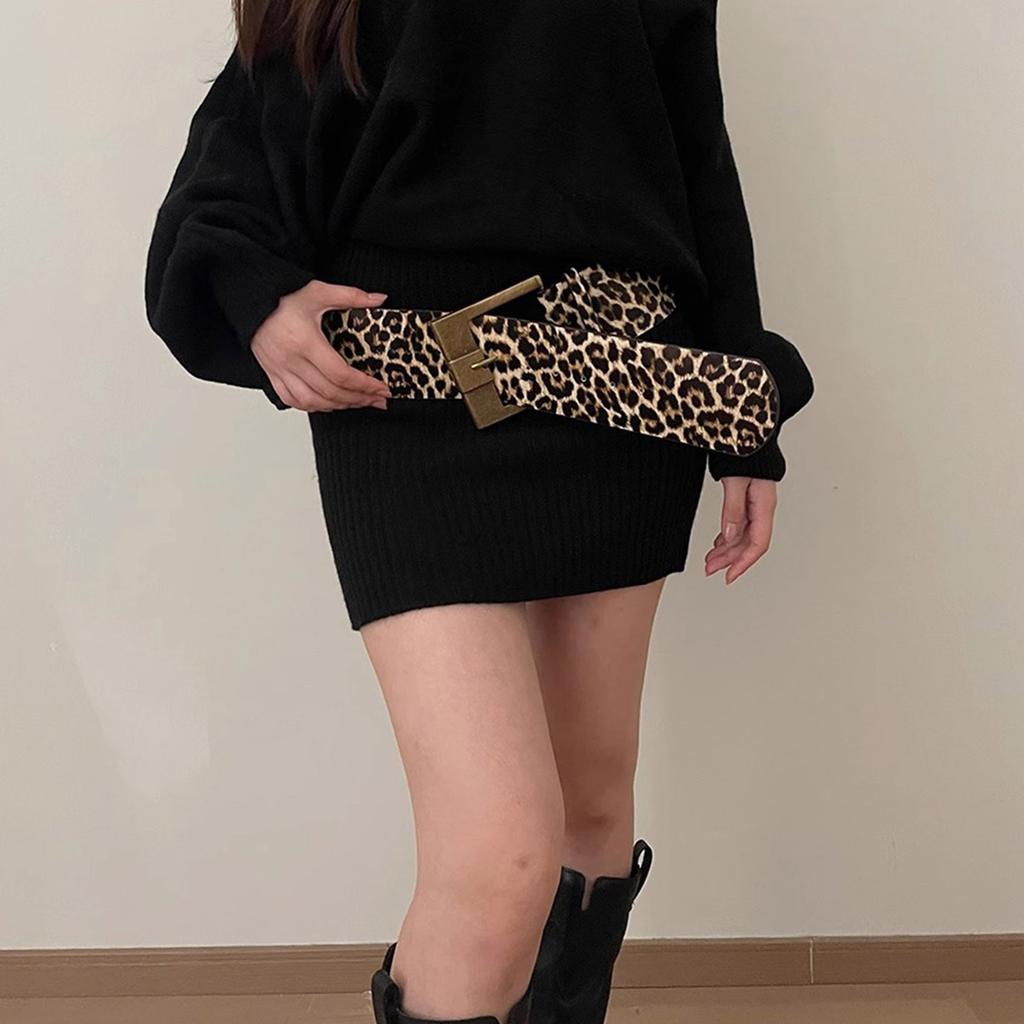 Leopard Print Wide Waist Belt Fashion Adjustable Belt Casual Wear Waist Belt for Men and Women