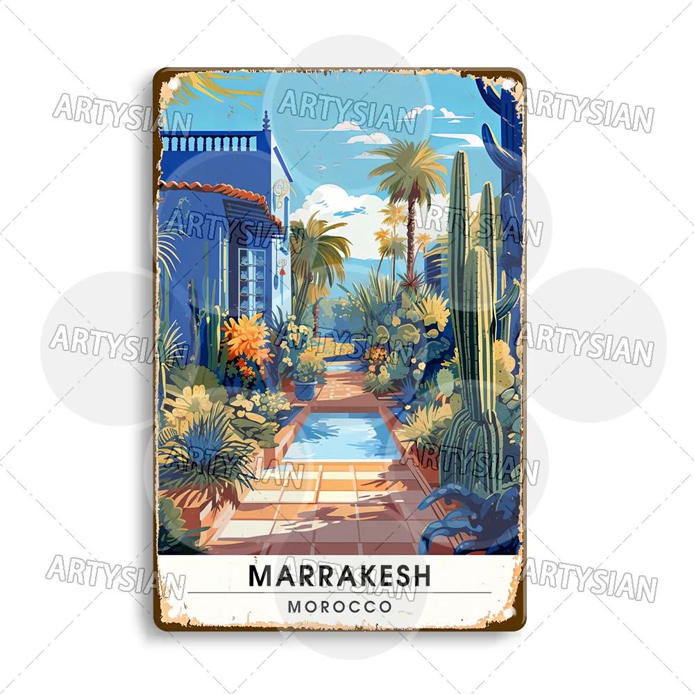 Maghreb Travel Cityscape Metal Sign Tunisia Alger Algeria Chefchaouen Morocco Marrakesh Oran Kabylie Hammamet Tunis Gafsa Plaque