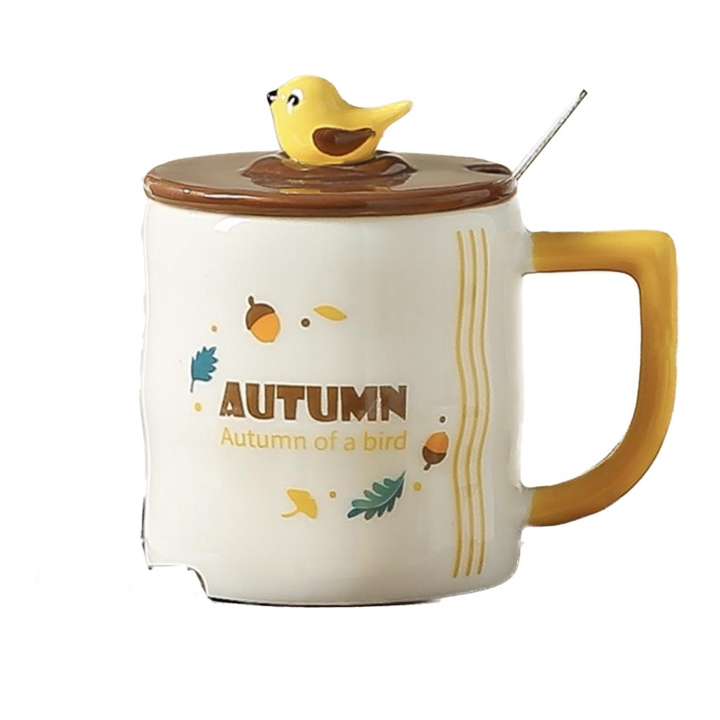 Creative Hand Painted Bird Mug Cute Souvenir Ceramic Cup Personalized High Looking Couple Water Cup