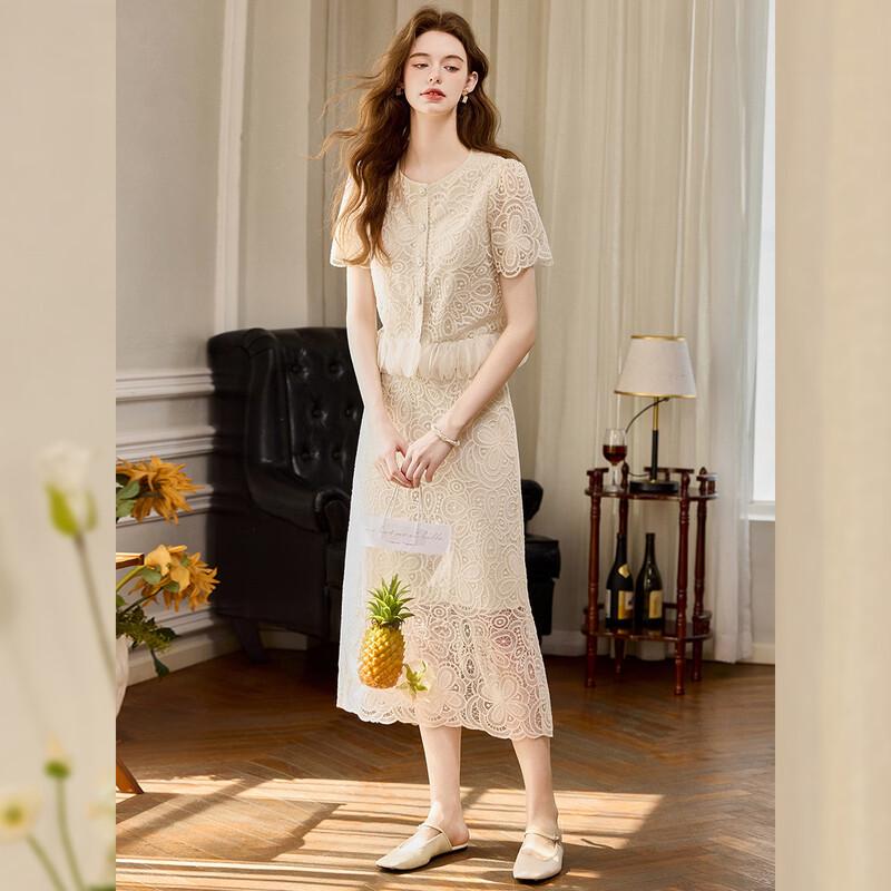 Bailuyu Women's Embroidered Lace Two-Piece Set