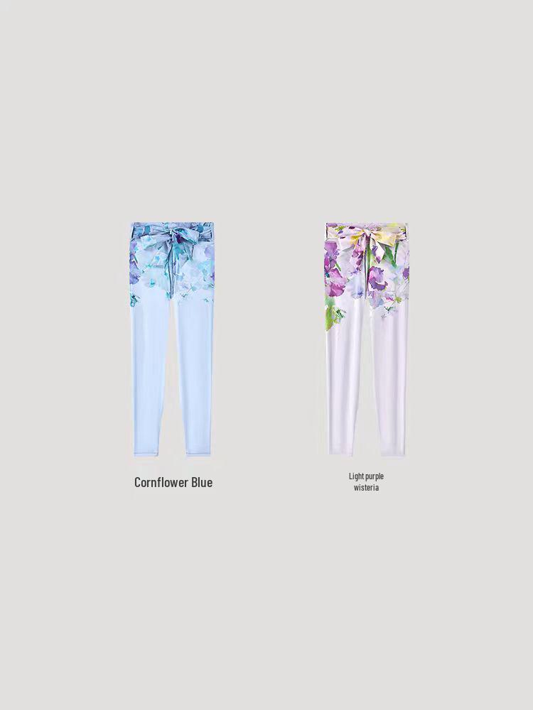 Leggings de sport légers à séchage rapide et protection solaire pour filles - Imprimé printemps/été pour la danse et le yoga.