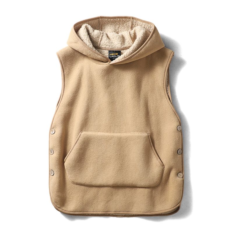 Japanese-Style Retro Polar Fleece Waistcoat Men's Winter Fleece-lined Thick Lambskin Vest Export Men's Heattech Vest