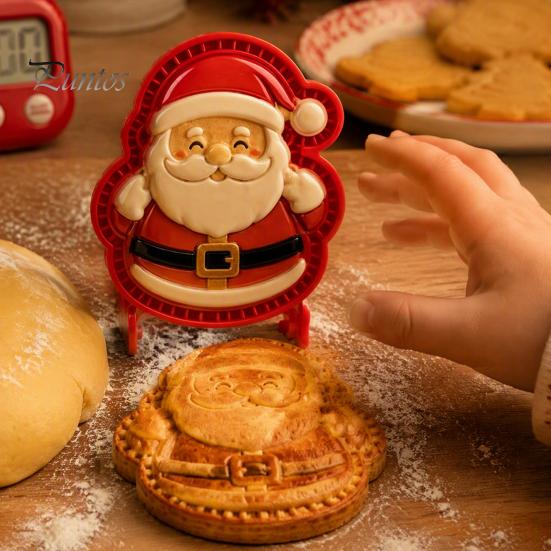 Festive Gingerbread Man Pastry Tools Christmas Mini Pie Mold, 3D Relief Embossed Hand Baking Holiday Pressed Dough Stamps Reusable DIY Press Mold for