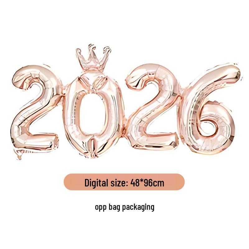 2026 Digitální Nový rok Korunový Kombinéza & Balónová Párty Dekorace Sada