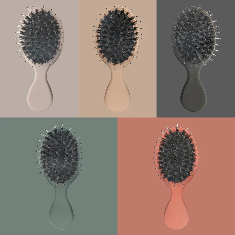 Miniatur Luftkissen Wildschweinborsten Haarkamm Zuhause Tragbar Taschenkamm Design Klein Kopfhautmassage Ovaler Luftkissenkamm Haarkämme