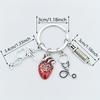 Drip Oil Srdce Lékařská Stříkačka Stetoskop Srdce Klíčenka, Lékař Sestra Nástroj Přívěsek Klíčenka Kroužek na Klíče.