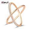 Luxury Natural Zircon Rings For Women Fashion  Rose Gold Geometry Cross Ring Vintage Wedding Jewelry Crystal Gift
