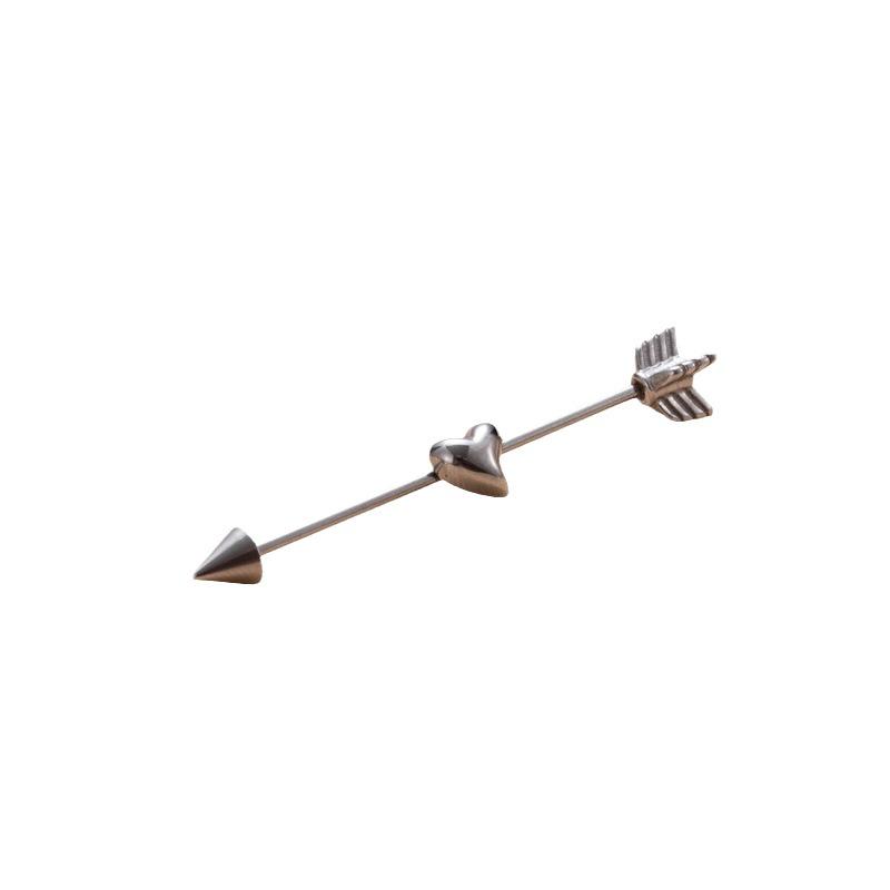 Henson Snake Heart Stainless Steel Double-Headed Gauge Ear Bridge Piercing Jewelry