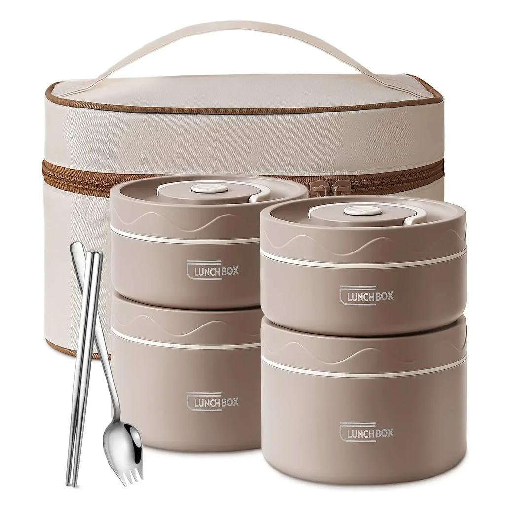 Insulated Lunch Box, Portable 3 Separate Stackable Microwave Bento Box Bucket, Food Grade Insulated Container for Adult Kid