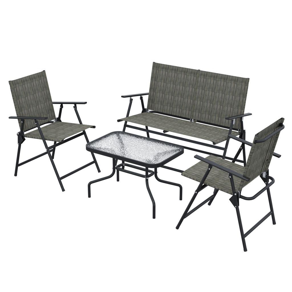 Four-Piece Metal Garden Sofa Set - Mixed Brown
