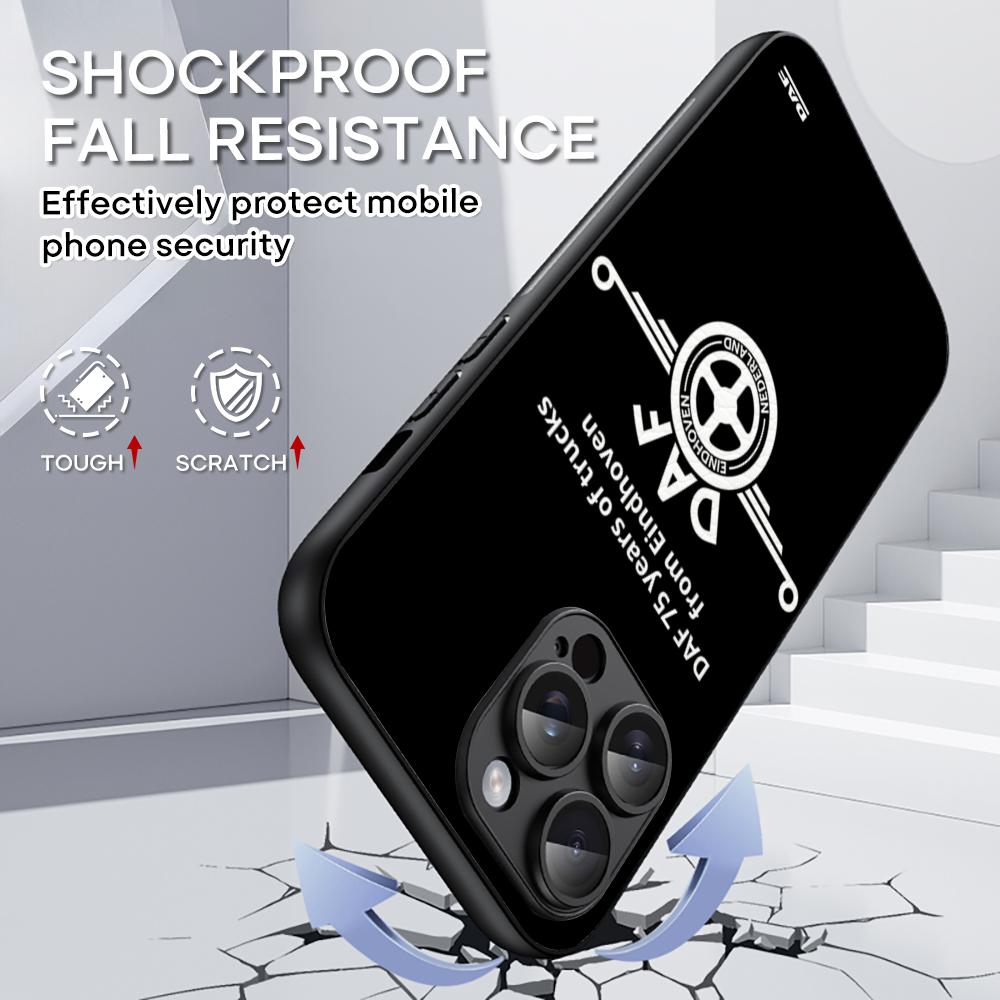 D-dafs Logo Car Logo Fashion Pattern Phone Case For iPhone 16 15 14 13 12 11 Plus Pro Max Limited Black Hard Case Sheepskin