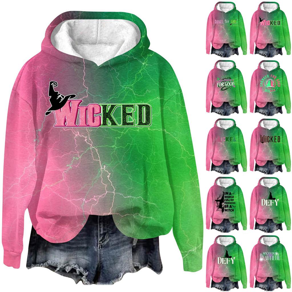 Women's Fashionable Casual Oversized Long-Sleeved Hooded Print Pullover Sweatshirt