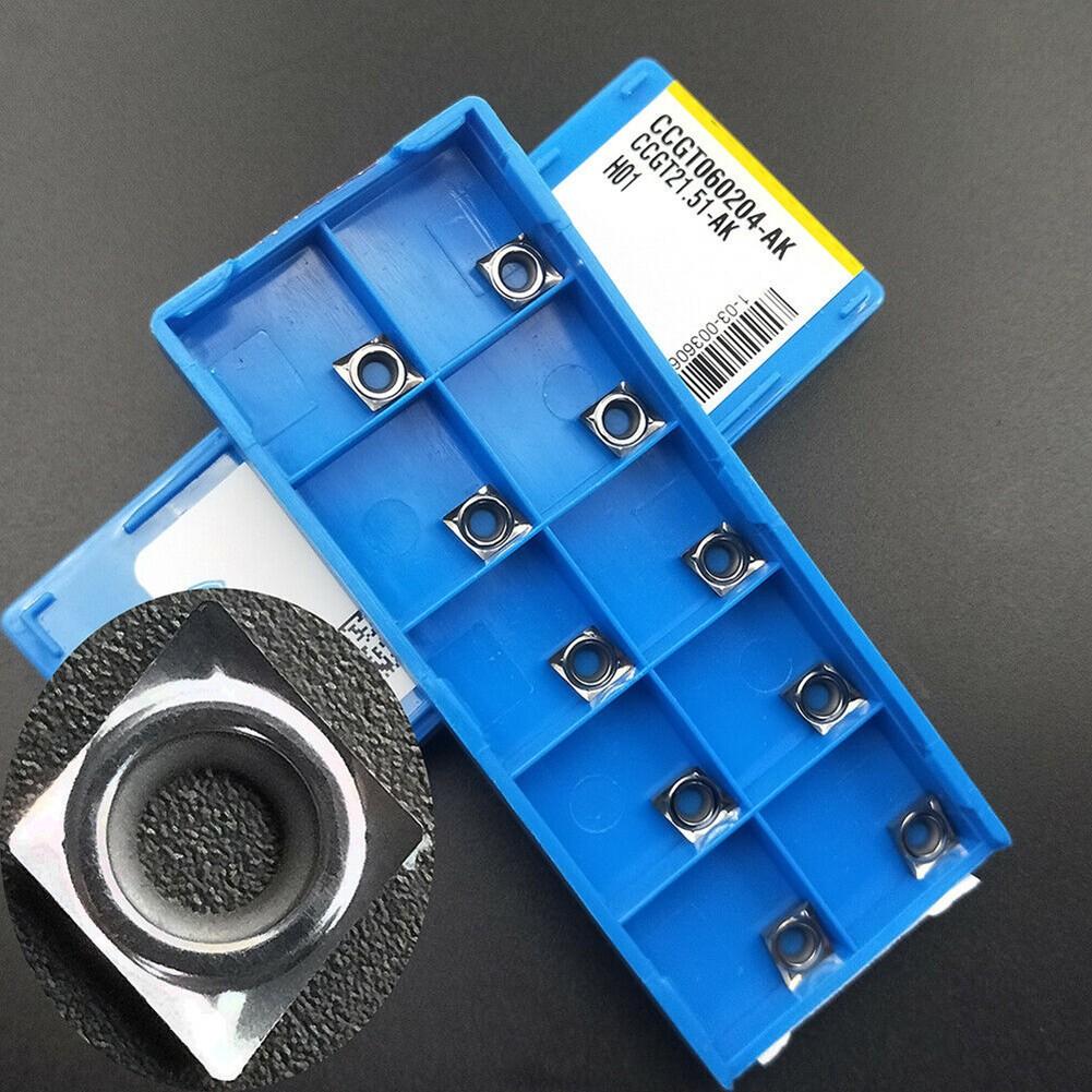 CCGT060204-AK H01 CCGT21.51 Carbide Inserts Cutter Blade CCMT0602 for Aluminum