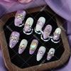 Purple Press-On Nails With Rhombus Star Design Acrylic Almond Shape Thin Invisible Nail Tips Women