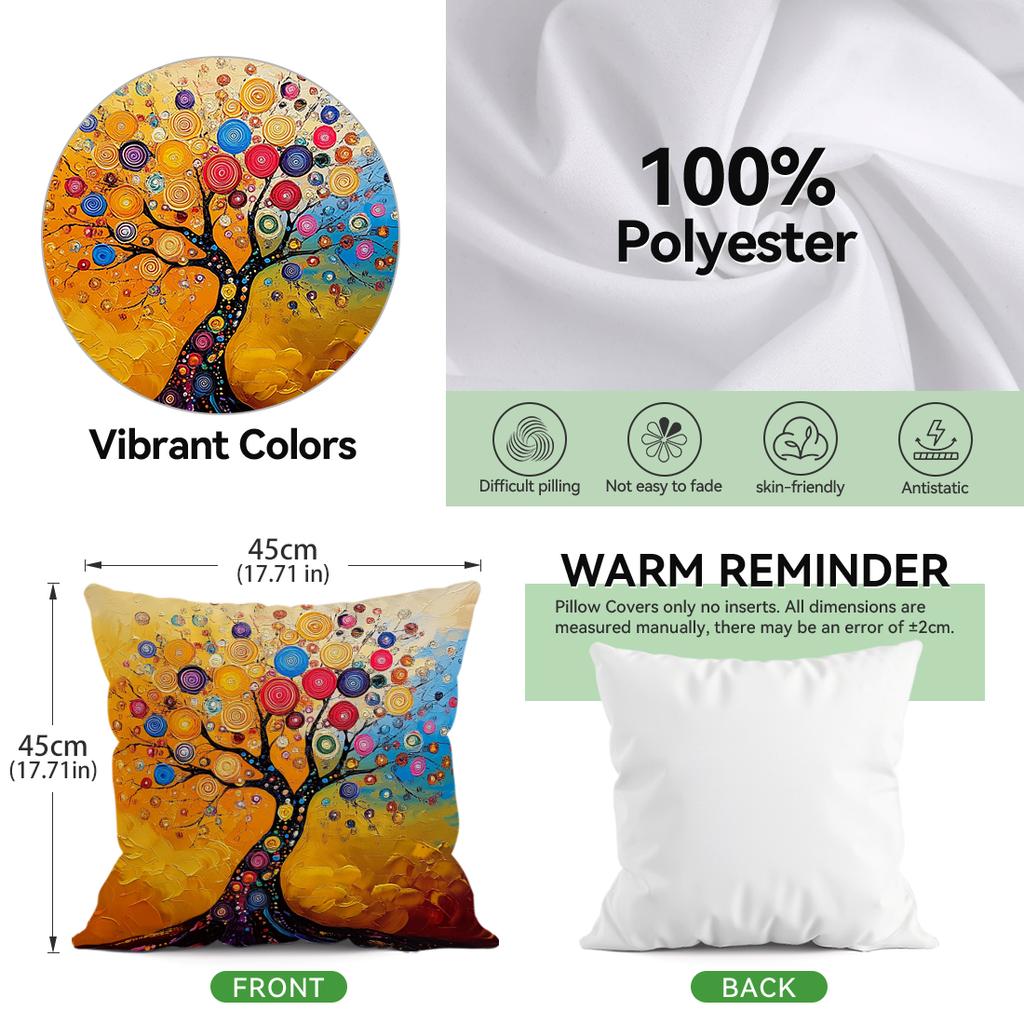 Retro Tree Of Life Cushion Pillowcase Printed Polyester 45X45Cm Throw Pillowcover Decorative Sofa Cushion Pillowslip Home Decor