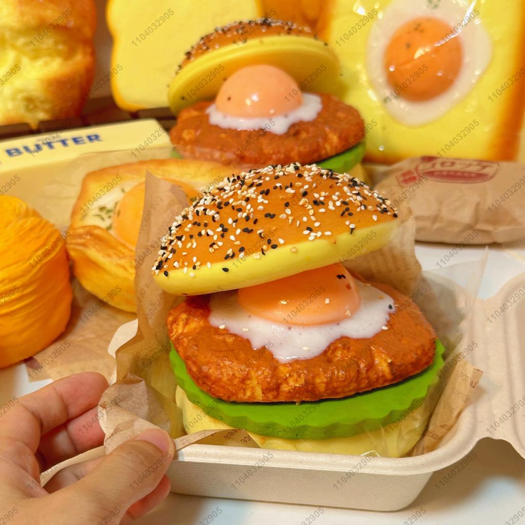 Big Burger Squishy Slow Rising Beef Hamburger Bread Squeeze - Stress Release Hand Relax Layered Slow Rebound