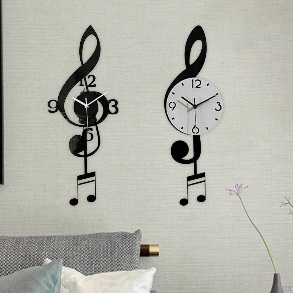 Horloge Murale Notes de Musique Facile à Lire avec Pendule Art pour Salle de Bain Cuisine, Chambre d'Enfant Maison