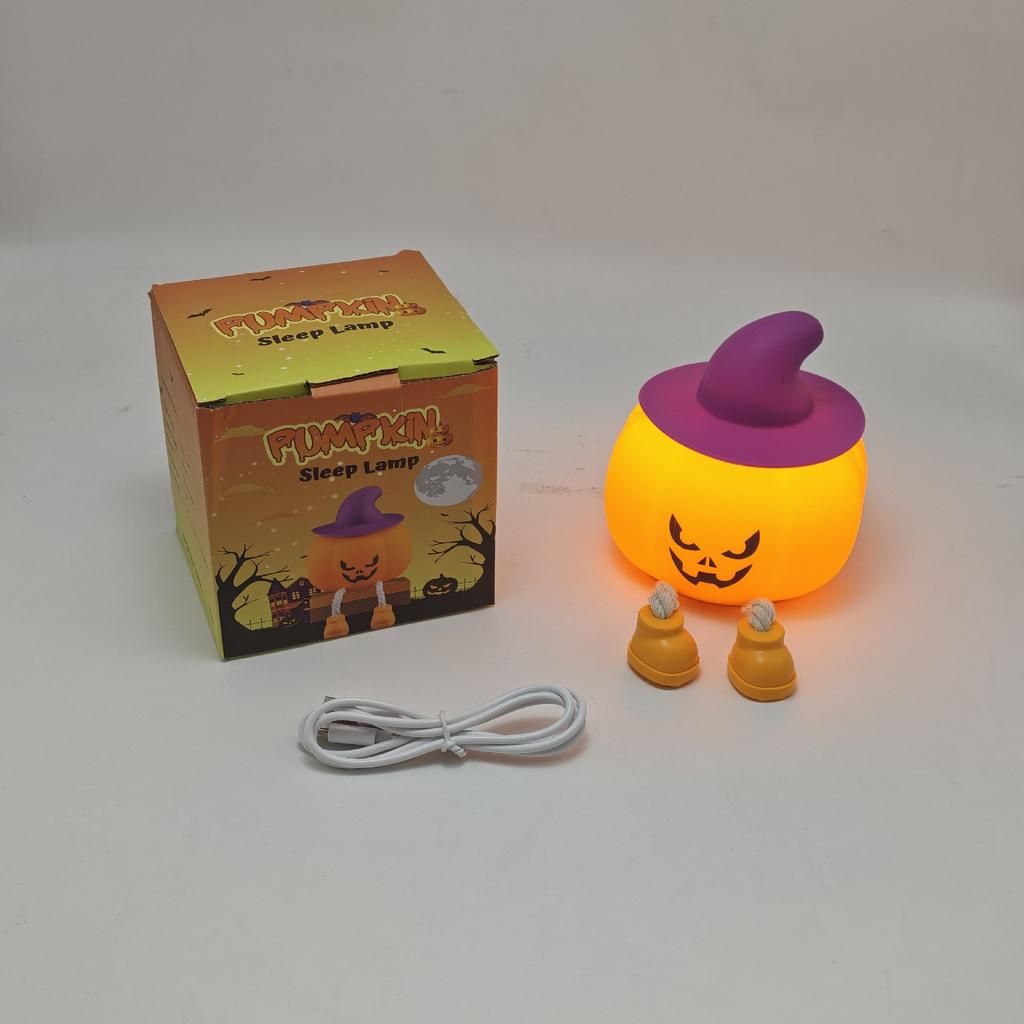 Pumpkin Witch Night Light with Cute Halloween Design for Bedroom, Party Decor - Soft Ambient Lamp