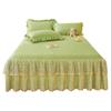 Jupe de lit en Fiber de lait d'hiver, couvre-lit matelassé en dentelle, épais et chaud, couverture de matelas en polaire pour bébé, literie en molleton de corail