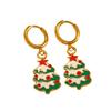 Festive Christmas Earrings: Snowflake, Tree & Santa Claus Stainless Steel Ear Cuffs with Drip Oil