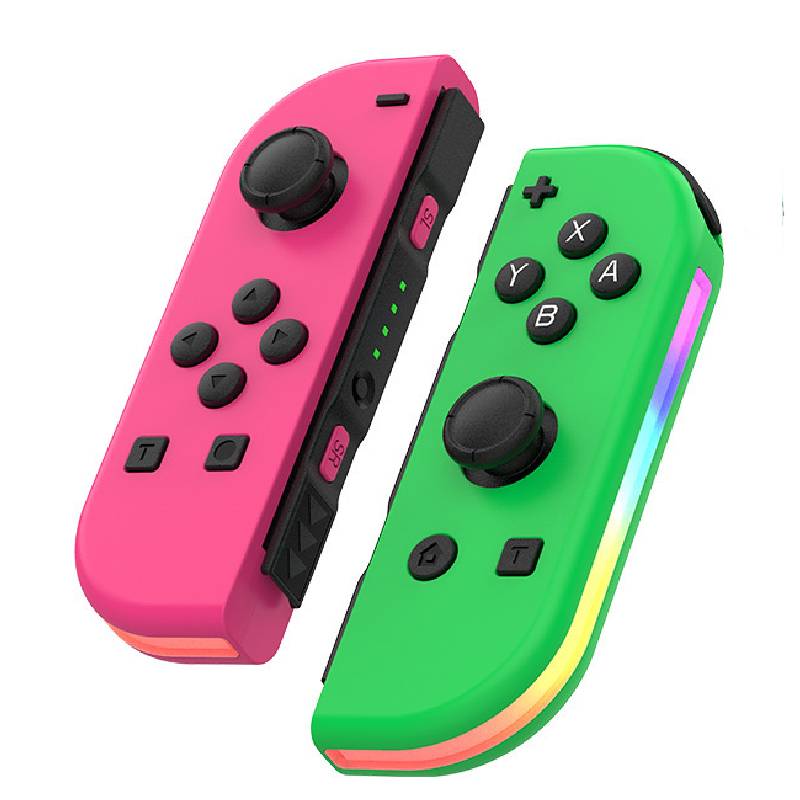 

Беспроводной игровой джойстик-контроллер, совместимый со Switch, светодиодный геймпад, джойстик для замены Pink Green