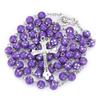 Religion Christian Rosary Necklace For Women Virgin Mary Jesus Cross Pendant 8MM Crystal Beads Long Chain Fashion Prayer Jewelry
