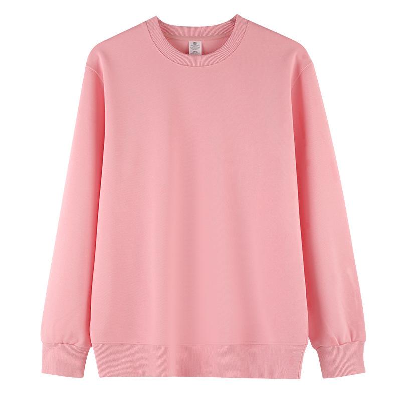 Cotton Plus Velvet Loose Fit Round Neck Sweatshirt - Versatile Solid Color for Autumn/Winter, 420g.