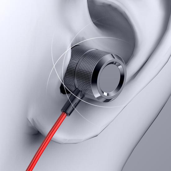 Earphones Skin-friendly Noise Reduction Metal Body In-ear Wired Nylon Braided Earbuds for Sports