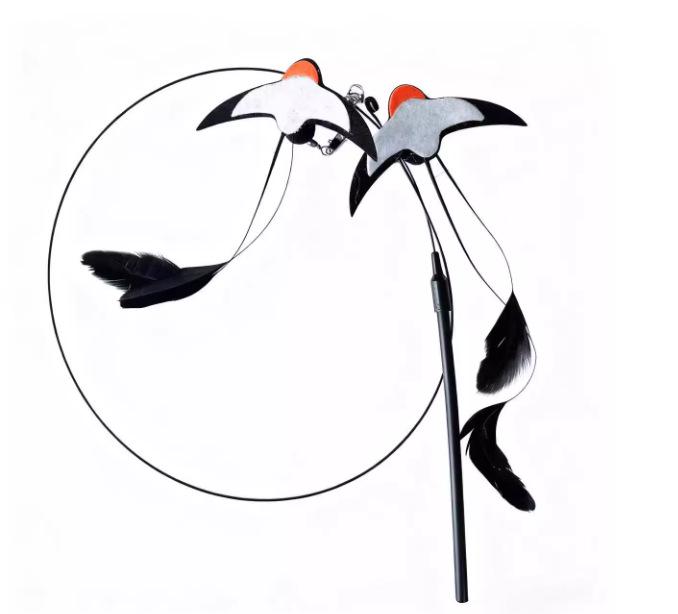 Cat Teaser Wand Replacement with Bell & Feather for Interactive Kitten Play