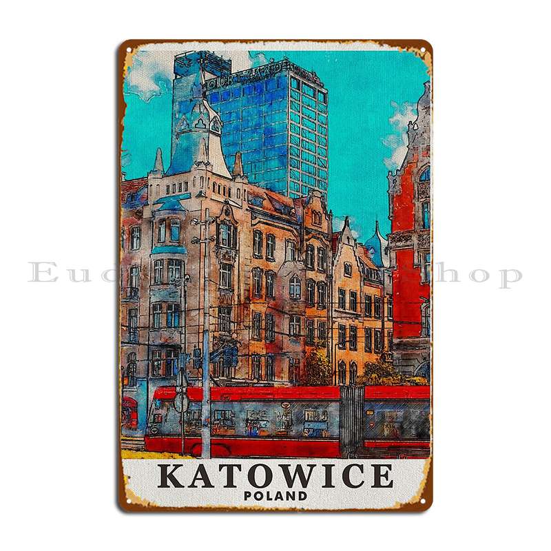 

Katowice Poland Travel Art Minimalist Inifahruali Metal Sign Club Personalized Living Room Club Designs Tin Sign Poster 20x30cm