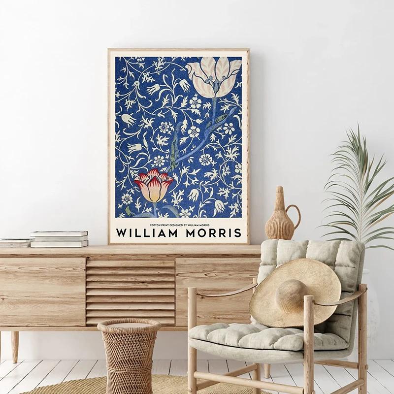 Canvas Painting Wall Art Pictures Abstract William Morris Flower Leaf Bird Vintage Posters and Prints for Living Room Home Decor