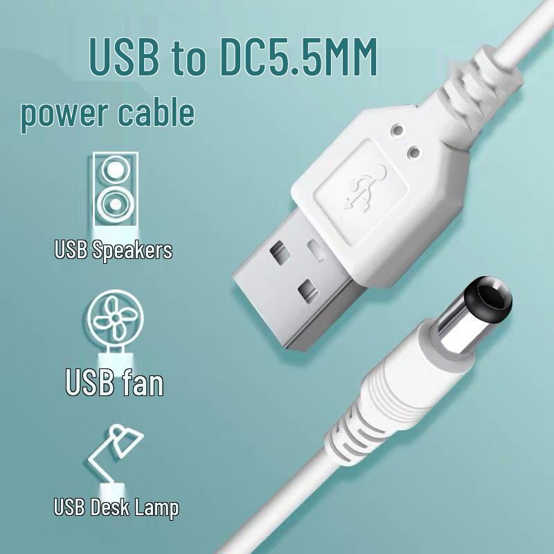 5V DC5.5mm Round Head Charging Cable for Lamp, Fan, Speaker