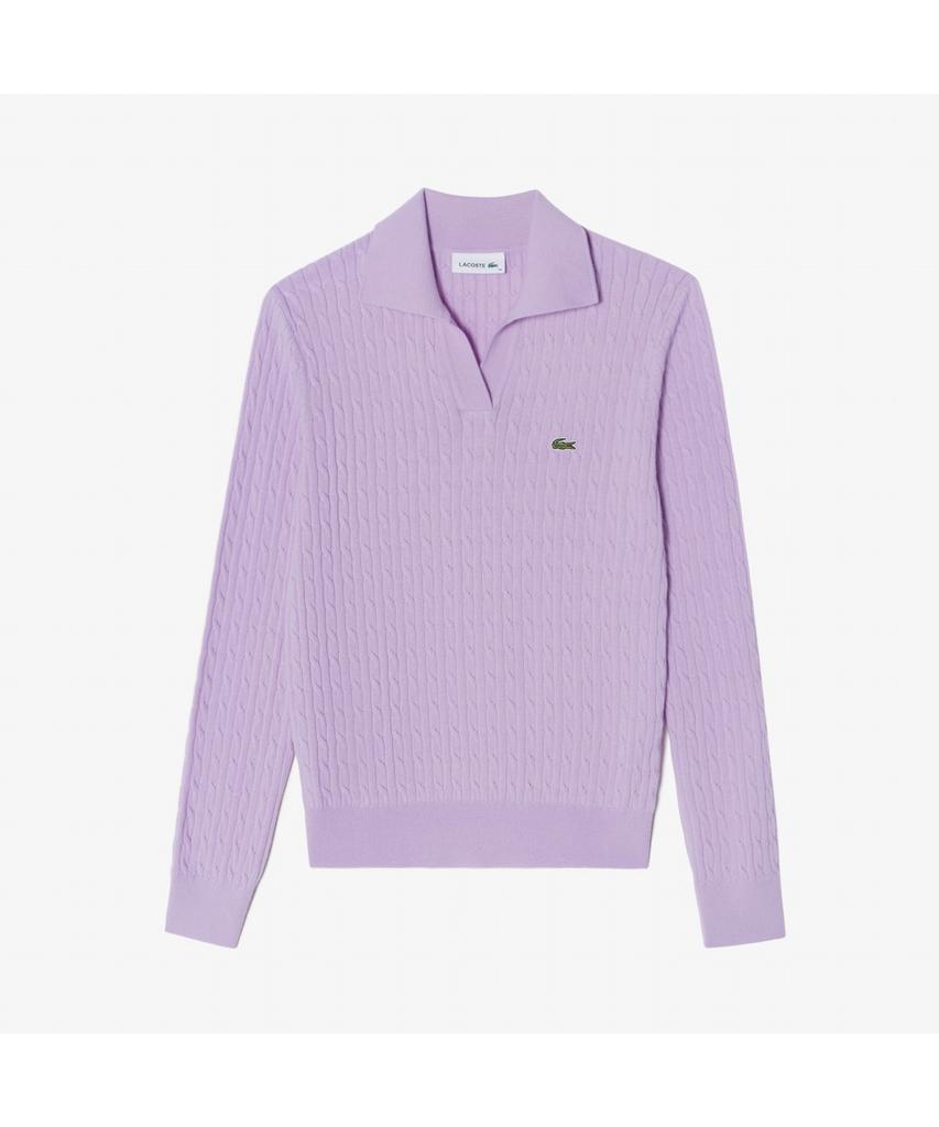 LACOSTE Women'S Cable Open Collar Sweater Af197E-54N Gfu