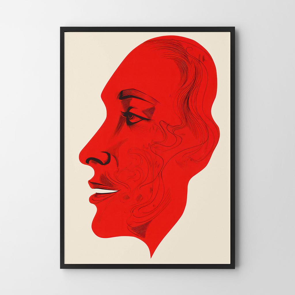 Plakat czerwona twarz ilustracja