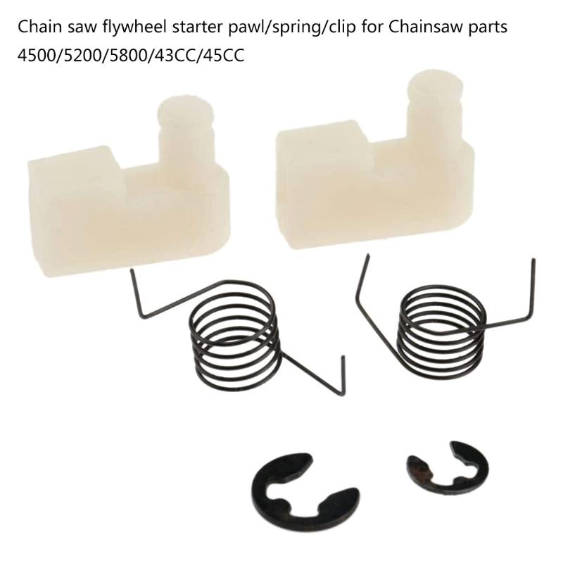 Durable Chain Saw Flywheel Starter Pawl + Spring + Clip For Chainsaw Parts 4500/5200/5800/43CC/45CC Flyhweel Accessories