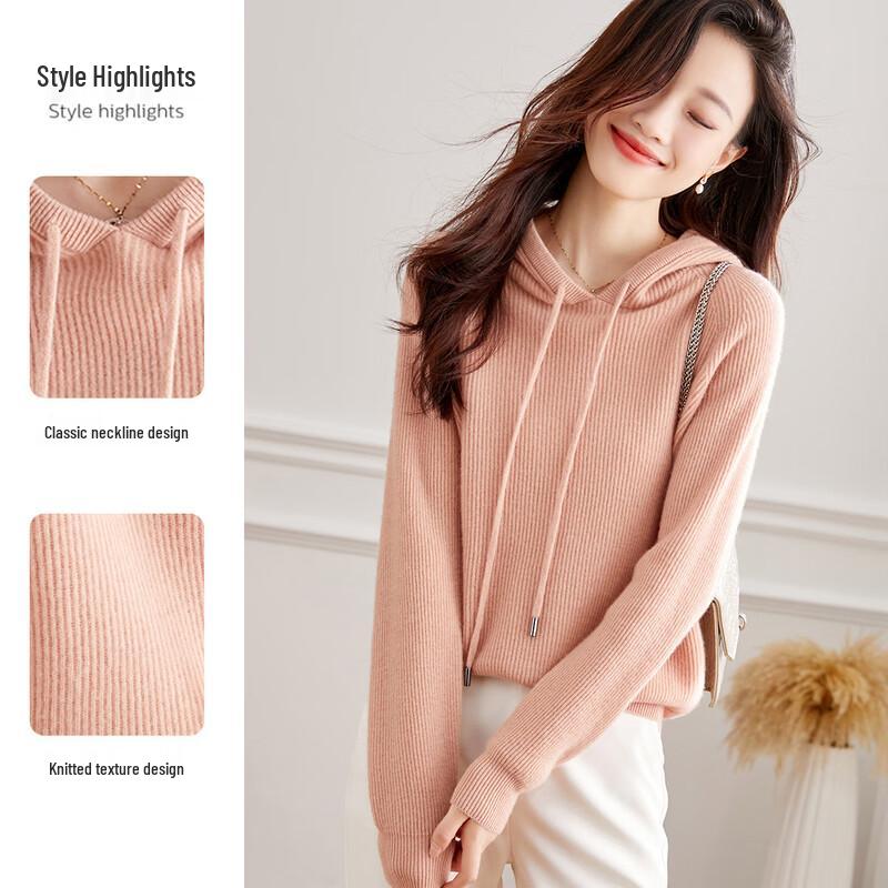 Srcr Women's 100% Wool Hooded Loose Sweater