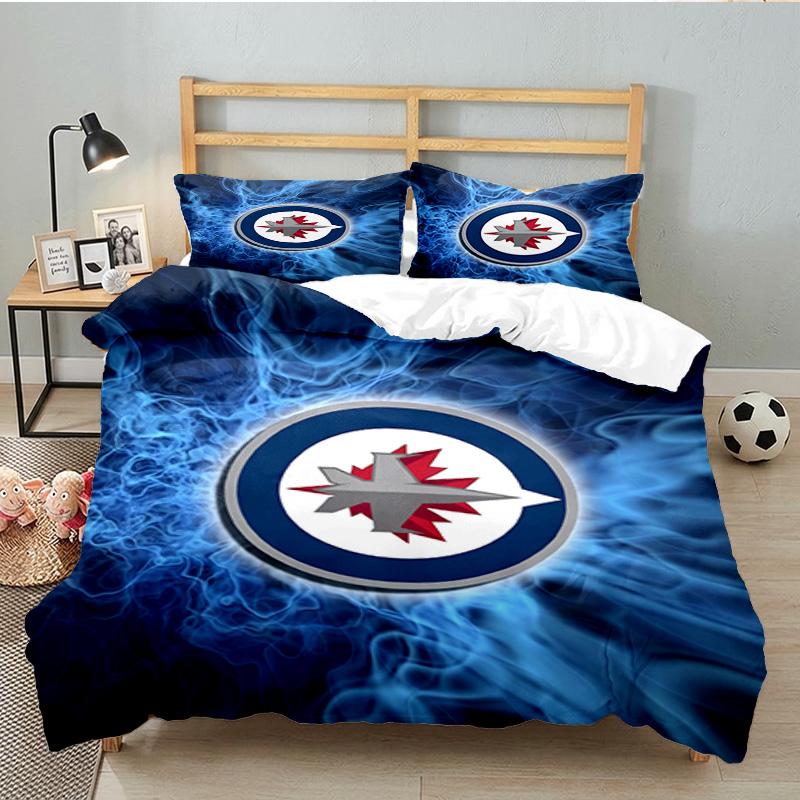 Jets Hockey Team 3PCS Bedding set,Ideal for 1pc Duvet Cover And 2pcs Pillowcases Perfect for Fan gift,Ideal for Bedroom, Dormitory