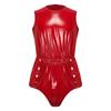 Mens Waterproof Bodysuit Sleeveless Openable Crotch Buttons Back Zipper Elastic Waistband Romper