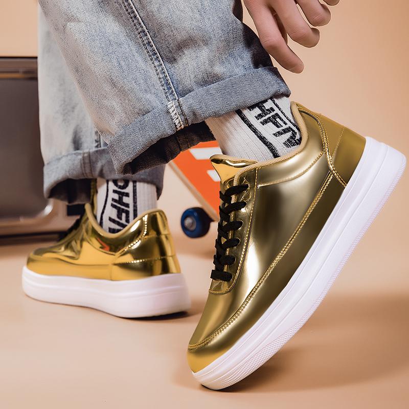 Pánské sportovní boty Zlaté ležérní boty Velké velikosti Černé skateboardové tenisky pro studenty Nadměrné velikosti
