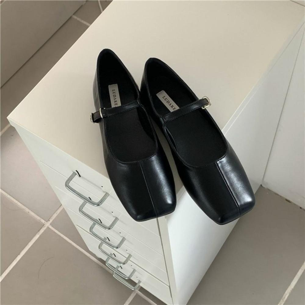 New Luxury Square Toe Women Ballet Flats Fashion SOft Sole Shoes 2026 Spring Ladies Elegant Street Style Mary Jane Shoes